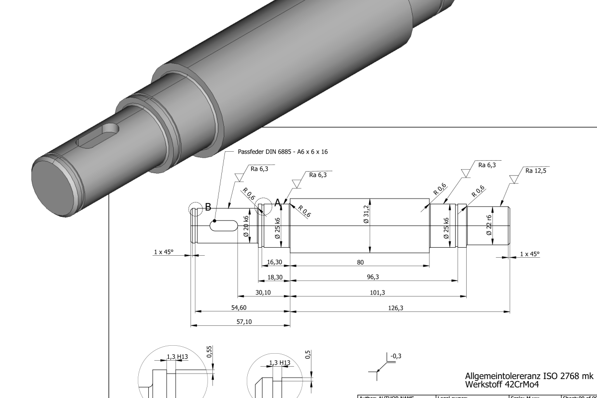 Creating a technical drawing in FreeCAD TechDraw with surface and edge ...